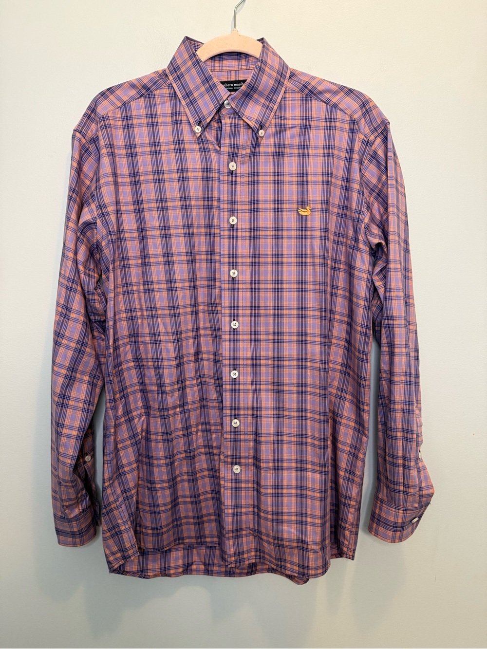 Southern Marsh Winston Windowpane Purple Button Up Plaid Shirt Small Preppy